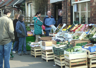 Sid's Greengrocer's Sid's Greengrocers shop on Queen Street, people queuing to buy their fruit and veg | Neil Fortey, 13th January 2007