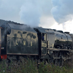 The Duchess of Sutherland hauling the Royal Scot, heading east out of Bottesford, October 16th, 2010. | Copyright: Ashley Waterfall