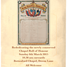 Rededicating the Chapel Roll of Honour 8th March 2015