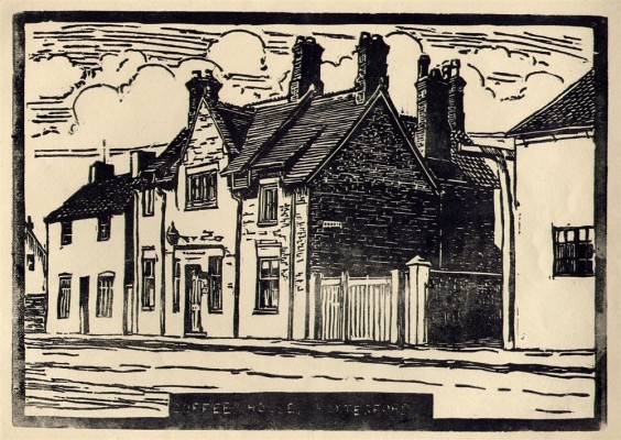 BLHS_linocut_Belvoircoffeehouse1 View of the Rutland Coffee House, Bottesford.