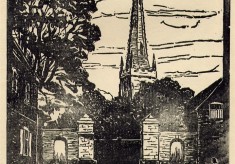 The Old Rectory Gates and Church Spire at Bottesford