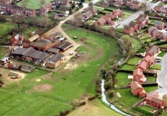 Aeriel picture showing Devon Farm and part of the Riverside Walk estate