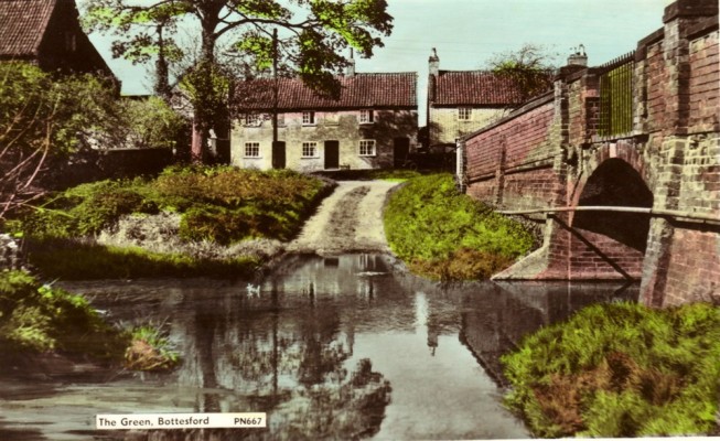 Colour postcard of the Devon Lane (The Green) ford