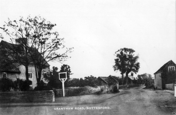 old postcard of Bottesford, showing the Red Lion and Grantham Road Old postcard of Bottesford, showing the Red Lion and Grantham Road