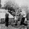 Old picture of the Samuel family in vegetable plot