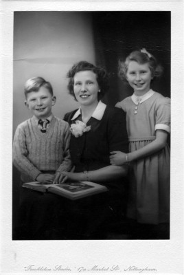 Studio portrait of Mrs Ingrid Sellers with Richard and Brenda Studio portrait of Mrs Ingrid Sellers with Richard and Brenda