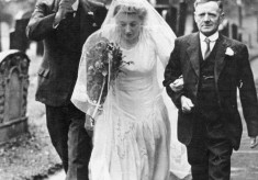 Wedding picture, Betty Robinson being given away by father Tommy
