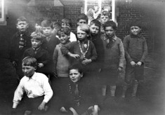 group of boys in the village school yard