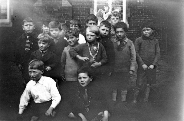 group of boys in the village school yard