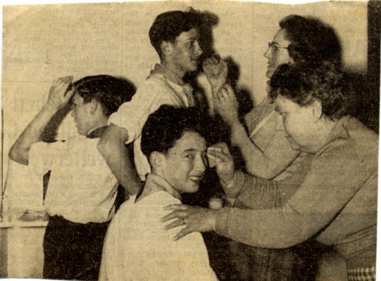 newspaper picture of Scouts rehearsing for a show
