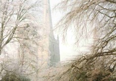 Winter scene - church and churchyard