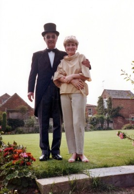 Liz Bradshaw with Bill Roberts in his garden