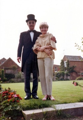 Liz Bradshaw with Bill Roberts in his garden Liz Bradshaw with Bill Roberts in his garden