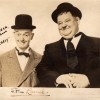 Signed souvenir postcard of Laurel and Hardy