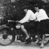 Mary and Margaret Topps trying out a motorbike