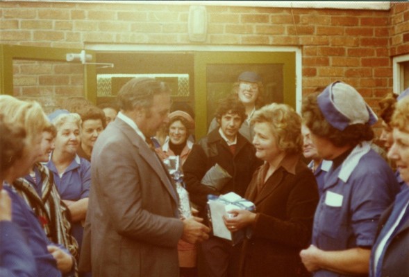 A presentation by the staff to the manager of the Bottesford factory