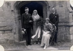 The marriage of John and Margaret Topps in 1932 with Mary and Frank as bridesmaid and best man