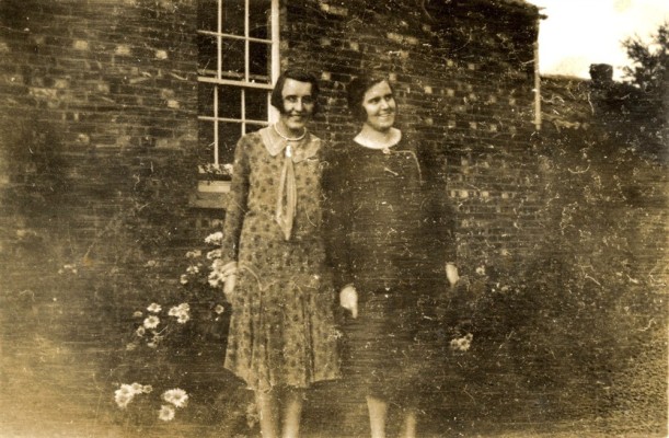 Mary and Margaret Topps in the garden at Muston Rectory