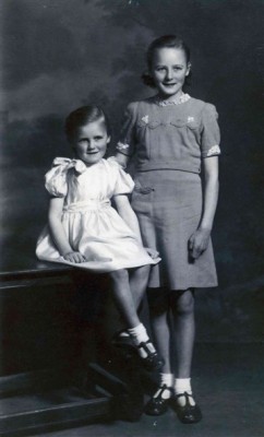 Portrait of Wendy and Gina Topps as girls
