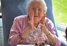 Mrs Mary Topps enjoying her 100th birthday celebration