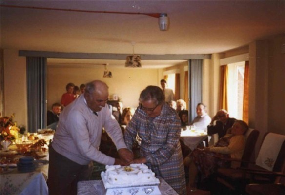 Mary and Frank Topps at their golden wedding celebration, 1984