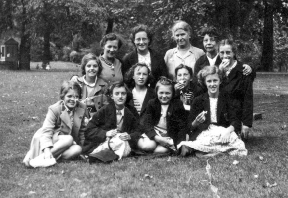 Schoolgirls and teachers on an outing