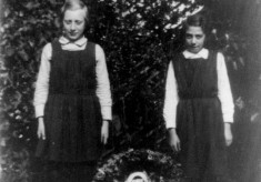 Two Bottesford school girls with commemorative basket