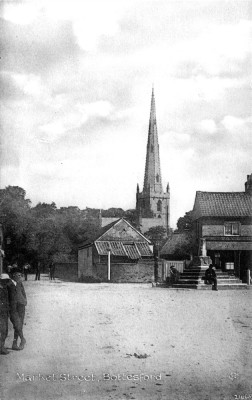 Postcard of the Market Place, Cross and Butchers Shop