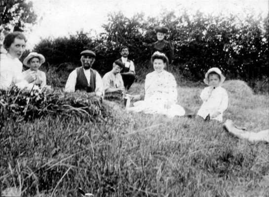 A family picnic in a meadow