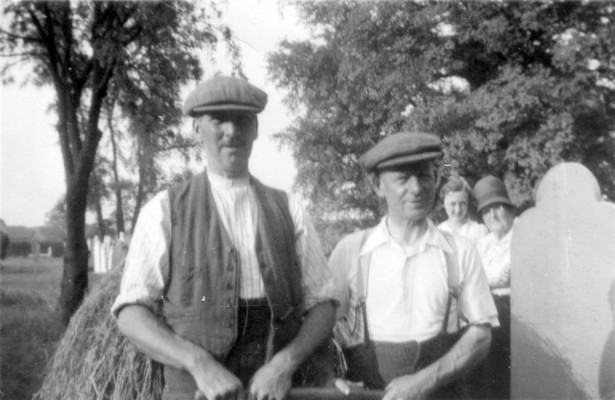 Cutting the grass in a churchyard