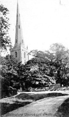 A postcard of Bottesford church spire