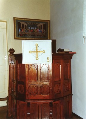 The old altar at the Methodist chapel