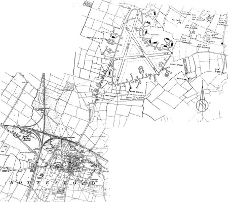 Bottesford Airfield map in article about Lancaster S-Sugar
