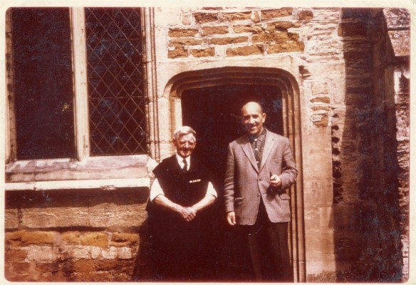 Tommy Robinson (L) verger and friend by south door to chancel