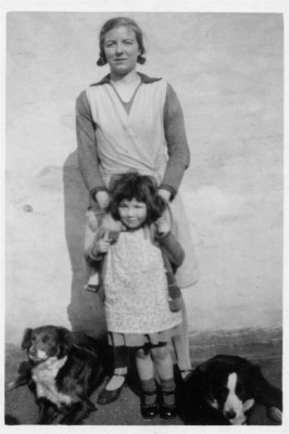 Mother and daughter, with two dogs