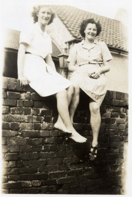 Jean and Beryl at the Bull during WW2
