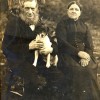 Old couple with dog, photographed before 1900