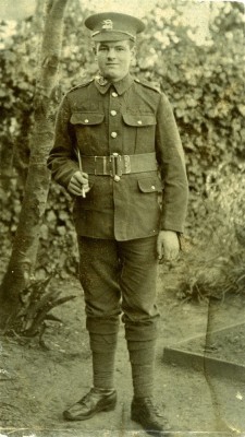 Harold Hallam, in WW1 uniform before departing to France