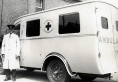 ambulance, male nurse by passanger door