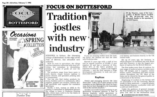Article with picture, Grantham Journal, of Bottesford Market Place