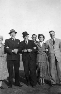 Village group, Sgt Bradshaw (centre) and Edgar Culpin (far right)
