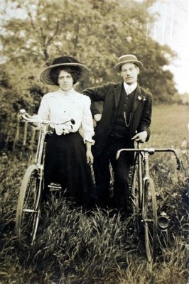 Edwardian couple with bicycle