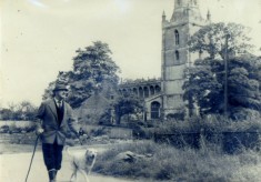 Bob Sutton walking past Bottesford Church