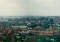 Panorama from Bottesford church tower looking SW over the village centre, enhanced by Richard Bradshaw