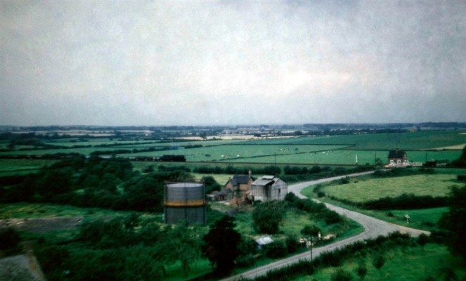 Gasworks and railway crossing  from Bottesford church tower