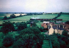 Beckingthorpe Farm and train travelling towards Nottingham from Bottesford church tower