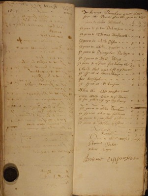 Muston Overseers of the Poor Account 1692