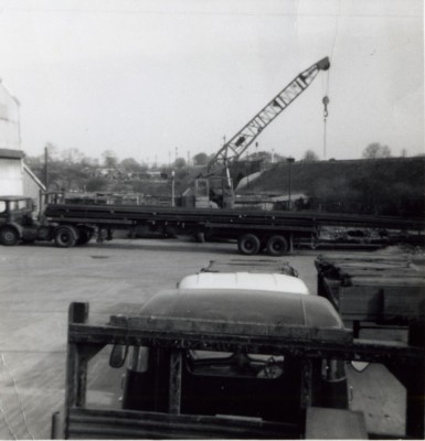 Lorries in works yard