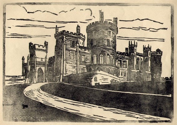 BOT_193_002_linocut_BelvoirCastle View of Belvoir Castle
