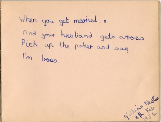 Dedication from Gillian Newton